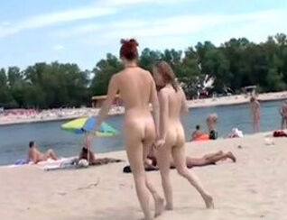 2 youngster college nymphs nudists on the beach, Kiev,